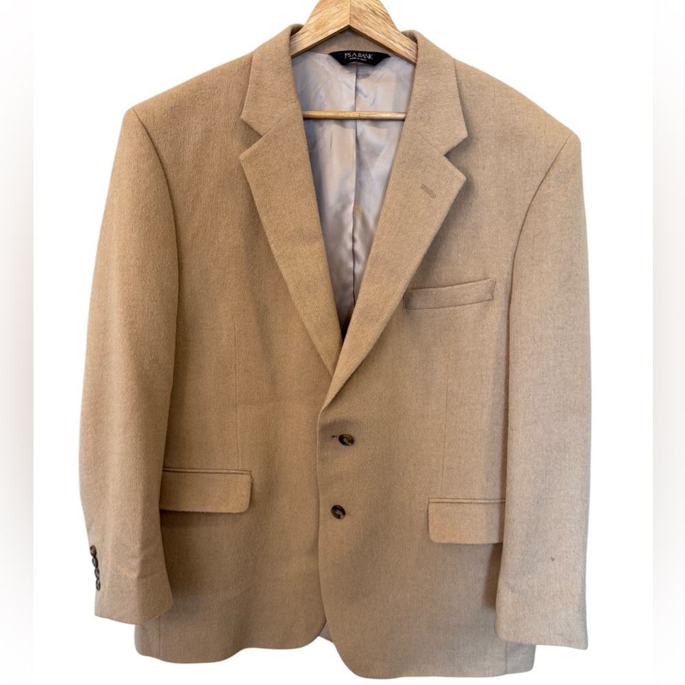 Jos. A. Bank Camel Hair Blazer Jacket Size 46R 100% Camelhair Tan Sport Coat
